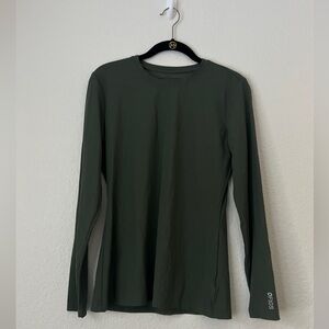 FIGS Olive Green Ribbed Long Sleeve Underscrub Top XXS